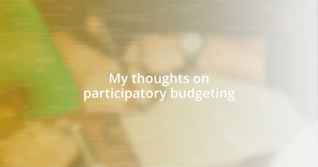 My thoughts on participatory budgeting