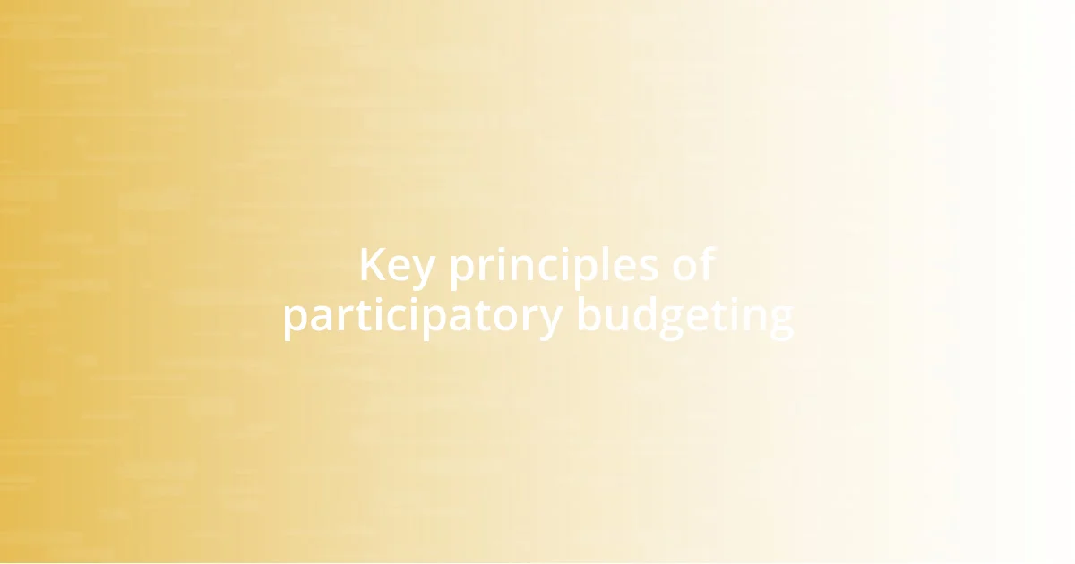 Key principles of participatory budgeting